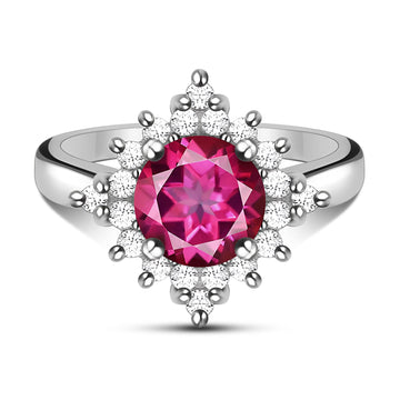 Effulgence Natural Round Pink Topaz Sterling Silver Ring